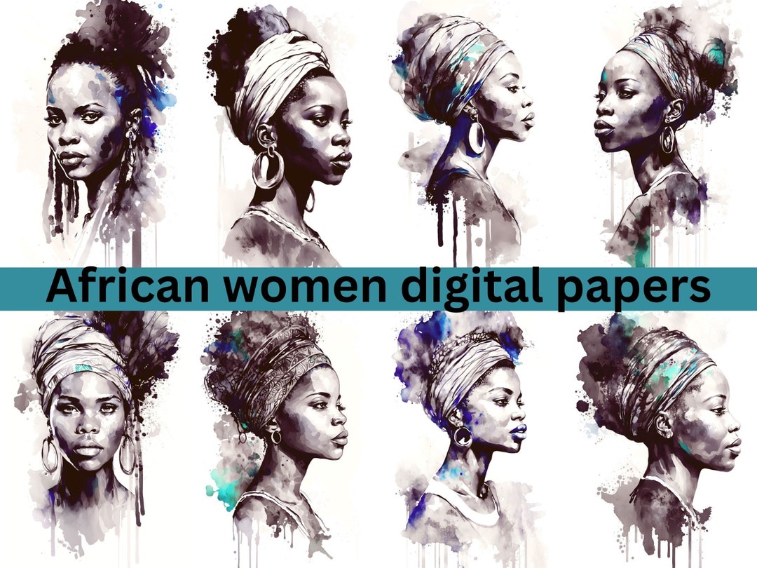 African Women Digital Images: Printable Cards Junk Journal Ephemera ...