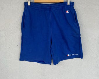 Pantaloncini vintage Champion blu con logo ricamato, taglia M