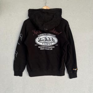 Vintage Von Dutch Black Hoodie With Skull Design Size M image 8