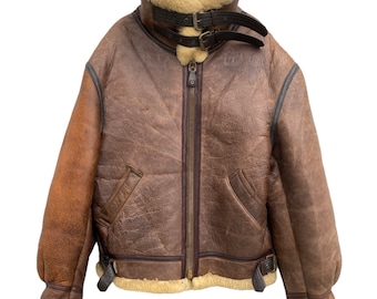 Vintage 80s Avirex B3 US Army Air Force Sheepskin Leather Bomber