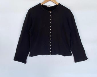 Vintage Aguis B Paris Button Up Cardigan Black Color Pullover Jumper Size M