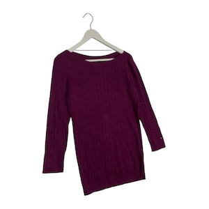 Vintage Tommy Hilfiger Sweater Ladies Large Purple Cable Preppy Pullover Outdoors Womens