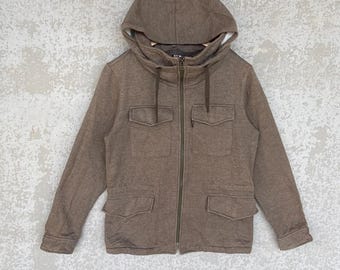 Sudadera con capucha vintage Avirex PPFM estampada, color marrón, talla M