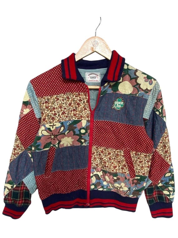 Vintage Gradient Patchwork Quilt Coat Rainbow Col… - image 1