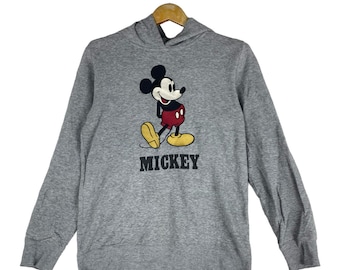 Sudadera con capucha vintage de Mickey Mouse de Disney, gris, talla M