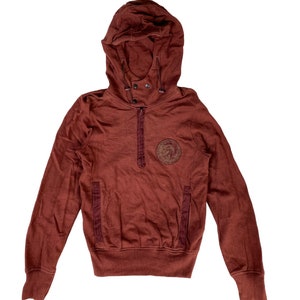 Sudadera vintage Diesel con media cremallera y capucha y cordón ajustable para hombre, con logotipo mohawk, The Brave S, Bulgaria