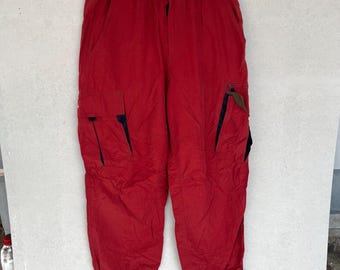 Vintage rode cargobroek met verstelbare taille en zakken, maat 28, w18 en l32