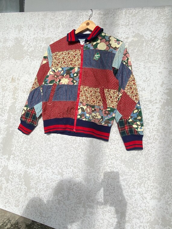 Vintage Gradient Patchwork Quilt Coat Rainbow Col… - image 3