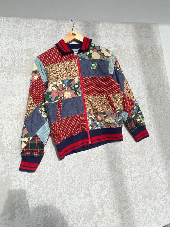 Vintage Gradient Patchwork Quilt Coat Rainbow Col… - image 2