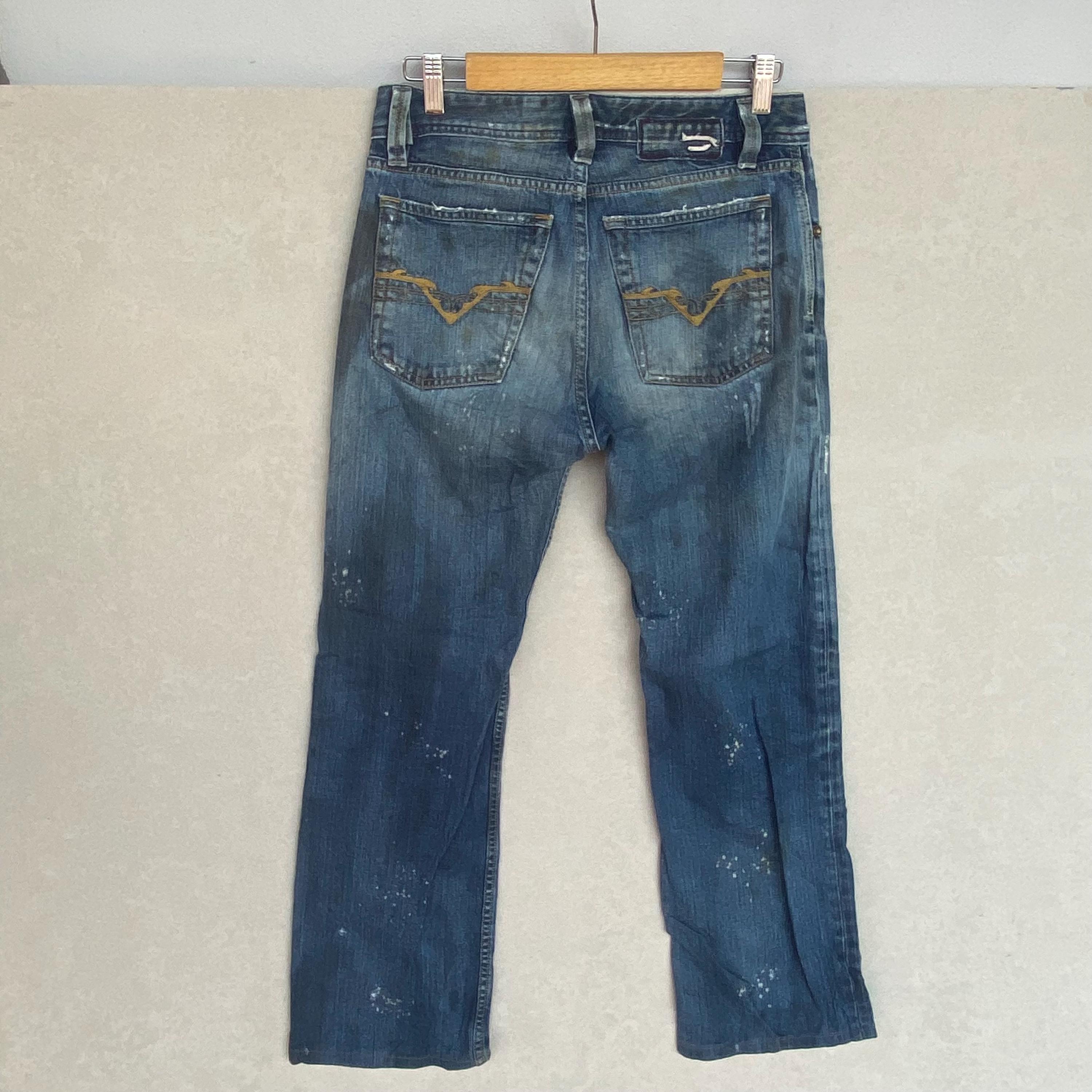 Vintage Diesel Denim Jeans With Paint Splatter Navy Blue Color W27