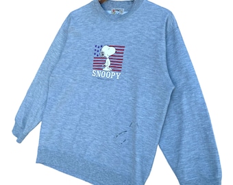 Sudadera vintage americana de cuello redondo con estampado de Snoopy, dibujos animados, talla XL.