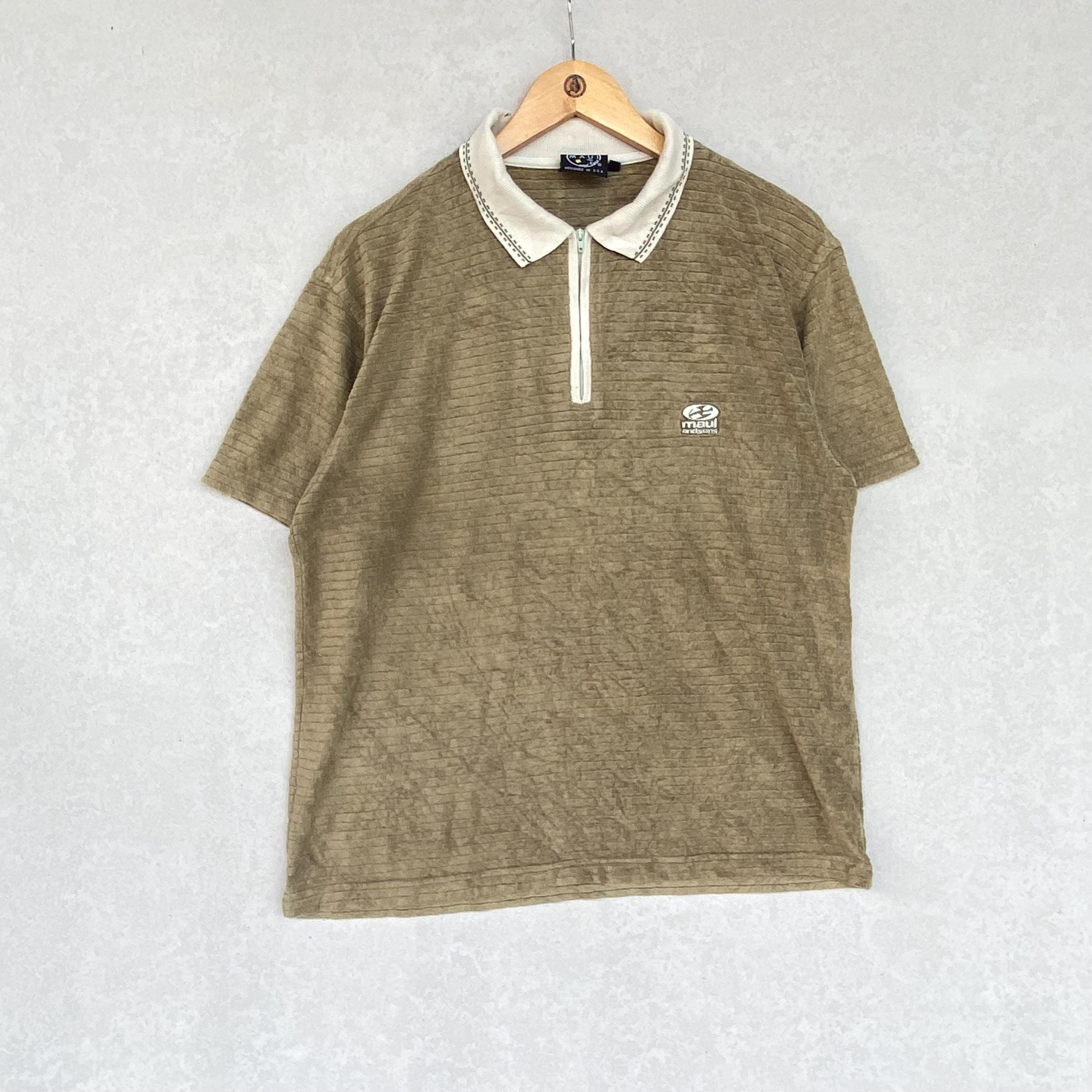 Vintage 90s Polo Half Zip Tshirt Brown/cream Color Pullover Jumper