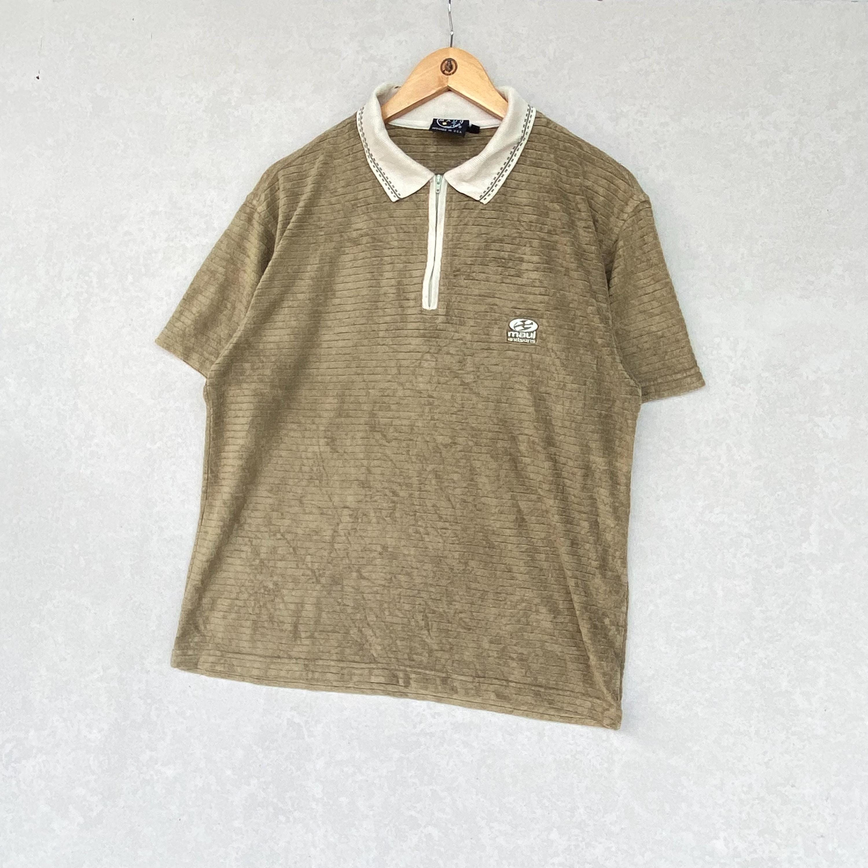 Vintage 90s Polo Half Zip Tshirt Brown/cream Color Pullover Jumper