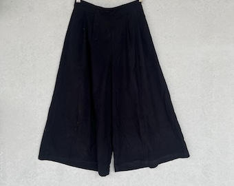 Vintage CINEM Black Linen Wide Leg Pants Size M W16.5 L17