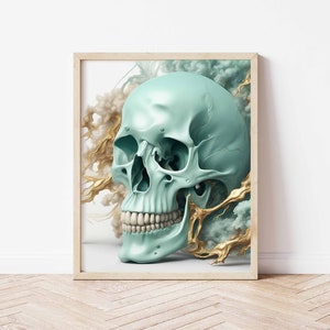 Aesthetic Printable Human Anatomy wall art with Gold and Mint Green - Modern Wall Art for Science Lovers