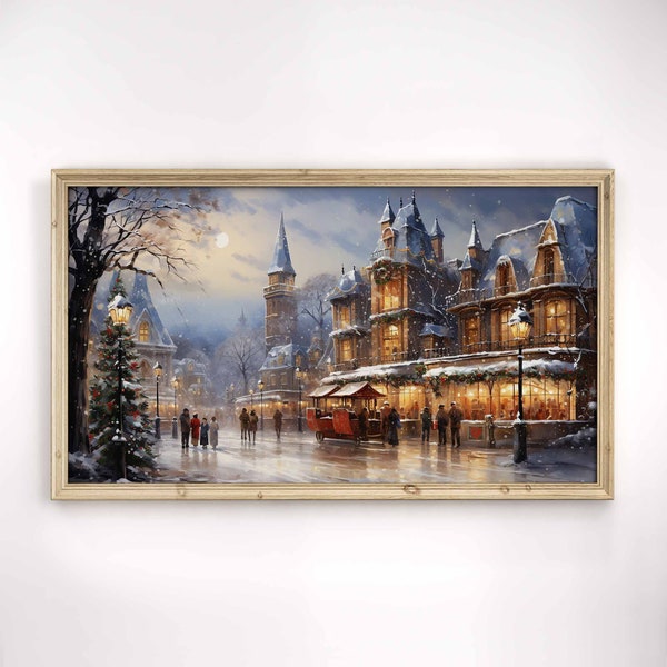 Christmas frame tv art: Cozy Nostalgia Watercolor, Antique Ornaments, Wooden Toys in Winter Market