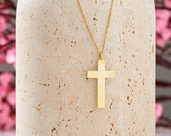 Collier croix en or 14 carats, pendentif croix, collier croix délicate or, collier croix pour femmes, collier religieux, bijoux religieux