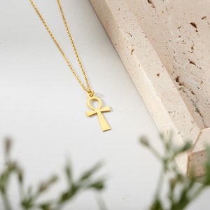 14k Gold Ankh Necklace, Dainty Ankh Pendant, Egyptian Jewelry for Women, Egyptian Ankh Jewelry, African Necklace, Christmas Gift for Her