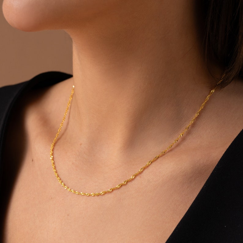 14k Gold Chain Necklace, Twist Chain, Box Chain, Paperclip Chain, Snake Chain, Curb Chain, Rope Chain, 12-24 inch Chain, Everyday Necklace zdjęcie 8