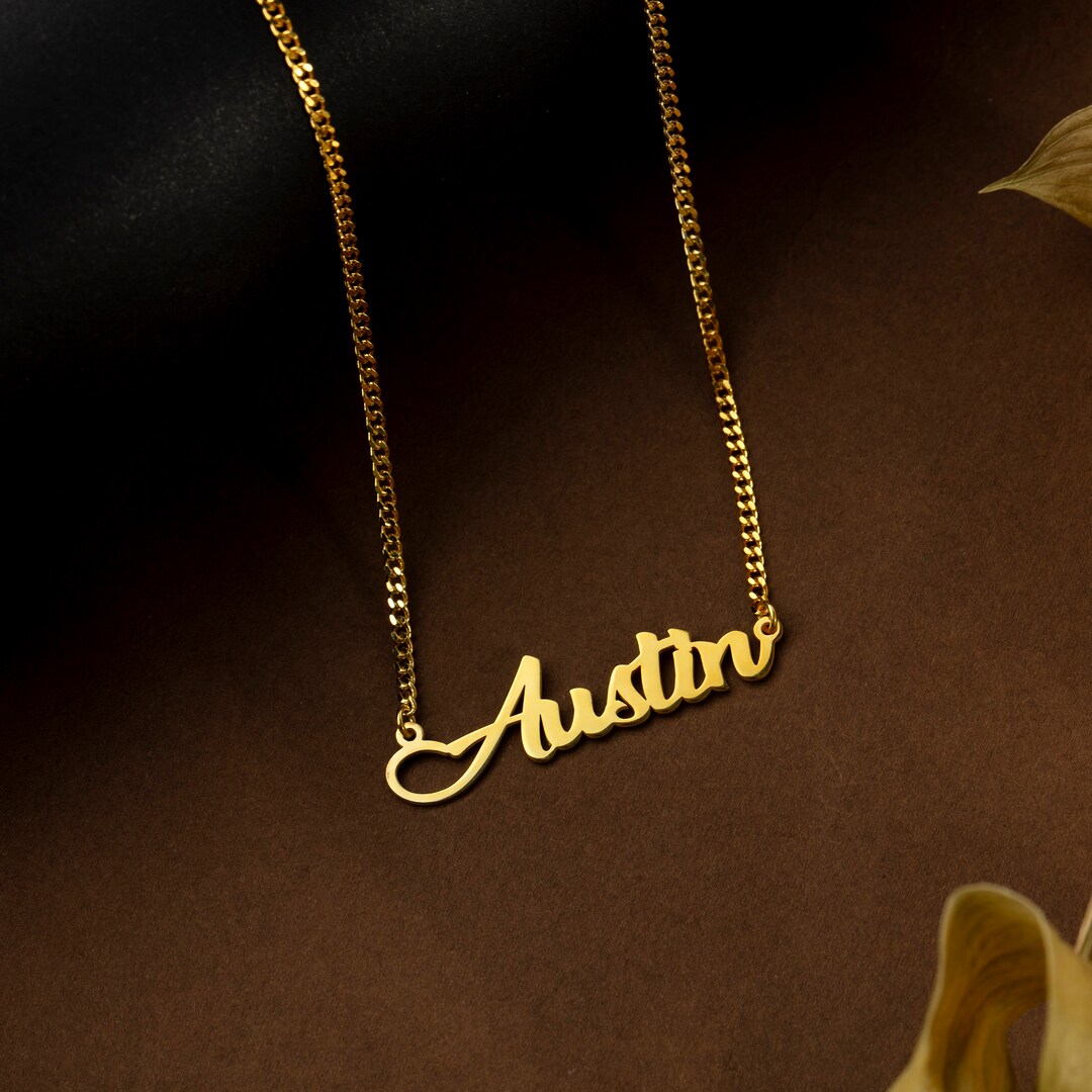 Custom Name Necklace 14k Gold, Personalized Gold Name Jewelry