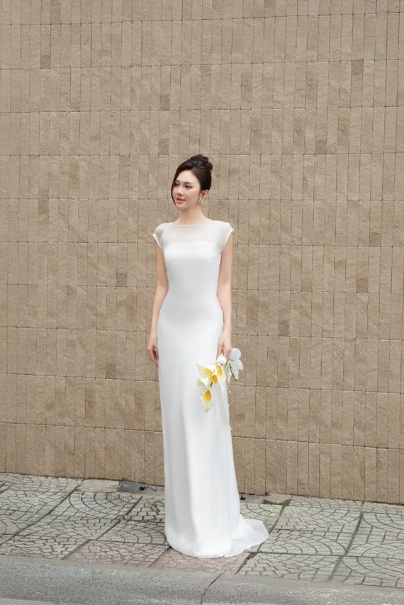 sachin and babi light blue dress Minimalist Wedding Gowns main image 0