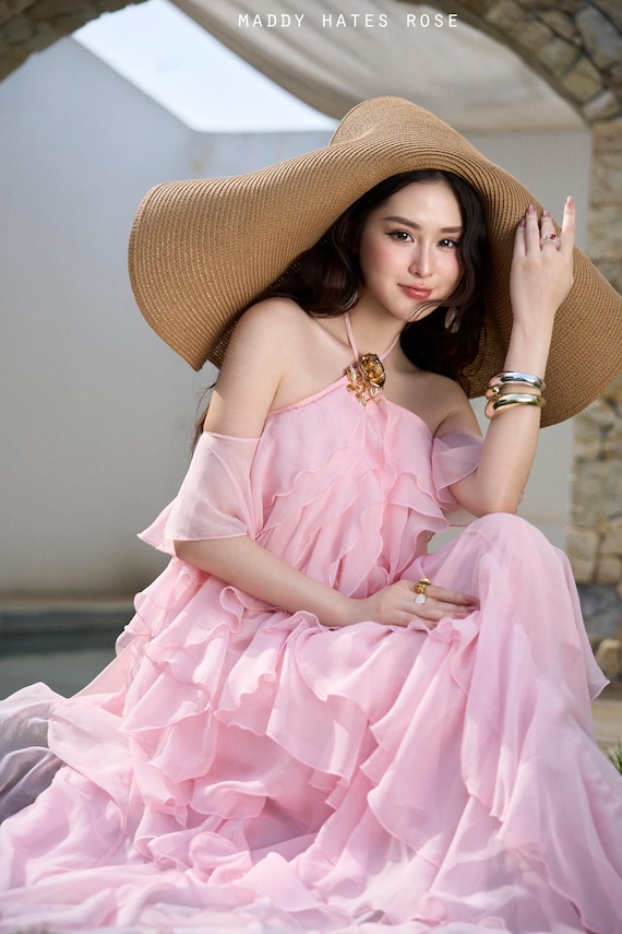 champagne bridesmaid dresses chiffon Wedtrend Women Champagne V-Neck Cap Sleeves A-Line Long Chiffon Bridesmaid  Dress with Ruffles  WEDTREND
