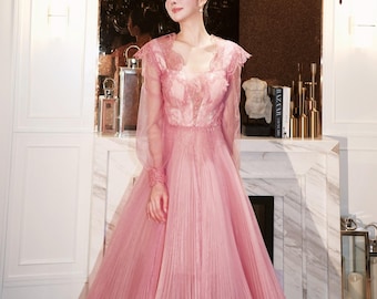 knee length dresses for ladies Pink Embroidered Floral Midi Dress - All Dresses main image 0
