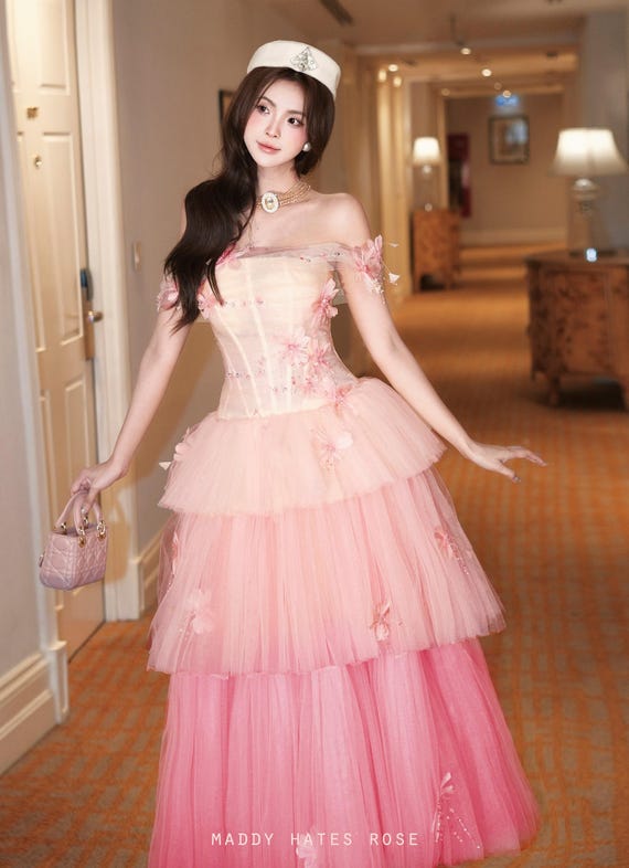Pink Ombre Fairy Tulle Corset Dress, 3D Floral Princess Gown, off Shoulder Romantic Party Dress - Etsy Israel Pink Ombre Fairy Tulle Corset Dress, 3D Floral Princess Gown, off Shoulder Romantic Party Dress - Etsy Israel