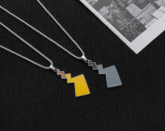 Pika chu tail, couple necklace, relationship necklace stainless steel pendant necklace