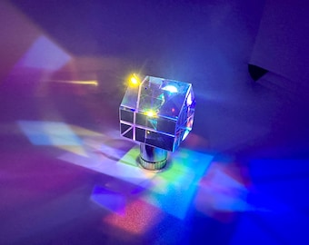 Mini K9 Crystal House Sunlight Catcher, Rainbow Maker, Square Cube Prism, Light Splitting, Table Decor