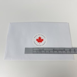 Made In Canada/ Fabriqué au Canada Sticker- different size and shape, rectangle and round