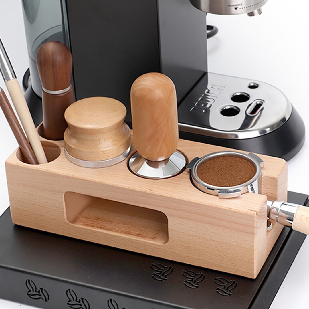 Wooden Coffee Tamper 51/53/58mm Holder Filter Stand Wooden Filling Base Espresso Distributor Mat