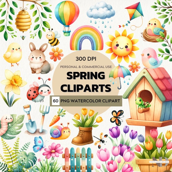 Cute Spring Clipart | Happy SpringPNG | Spring PNG | Spring Garden PNG | Cute Spring Animals | Spring Flowers PNG | Commercial Use