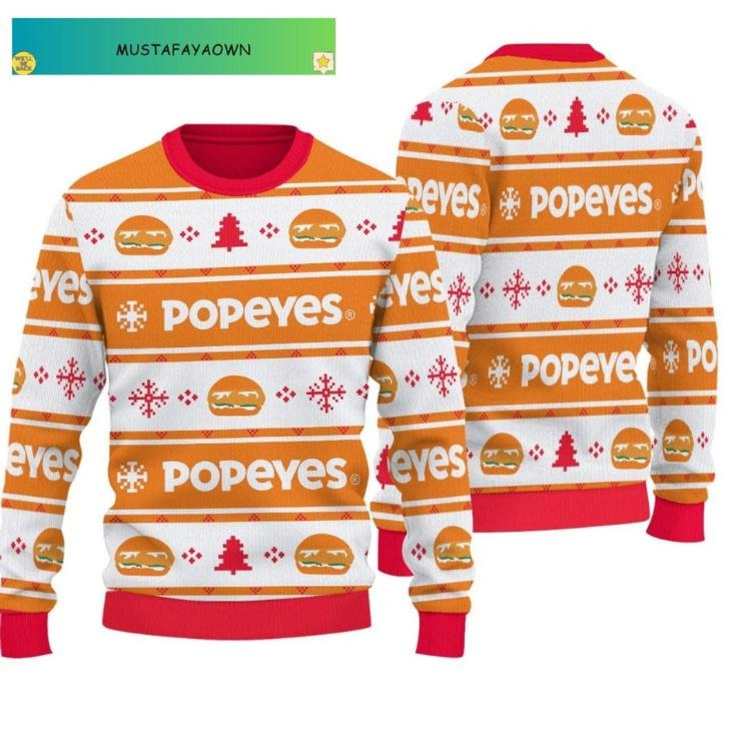 Christmas Popeyes Ugly Sweater Popeyes Fast Food Sweater Etsy