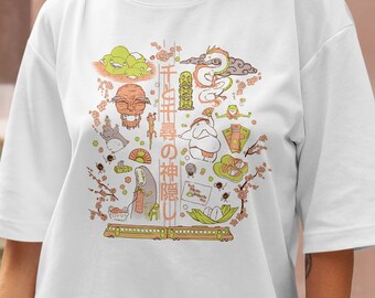 Unisex Spirited Away Oversized Boxy Tee, Kawaii Anime Oversized Shirt, Vintage Oversized Anime Tee, Cute Oversized Anime Tee for Girlfriend
