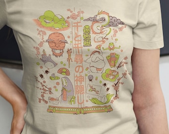 Kawaii Anime Tee, Spirited Away Shirt, Gift for Studio Ghibli Lover, Kawaii Anime Graphic Tee Gift, Anime Gift for Girlfriend, Ghibli Gift