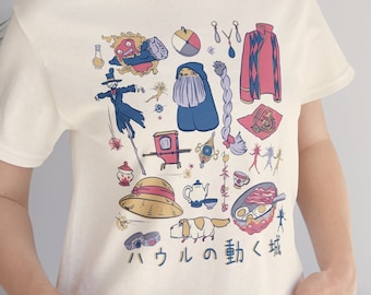 Howls Castle Tee, Anime Tee for Girlfriend, Ghibli Shirt, Kawaii Anime Shirt, Gift for Ghibli Lover, Anime Oversized Shirt for Her