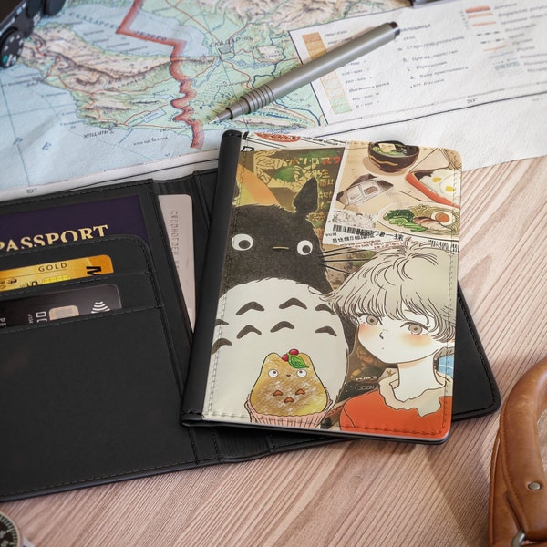 Anime Moodboard Passport Cover, Travel Passport Holder, RFID Wallet, Anime Scrapbook Passport Cover, Cute Traveling Accessories