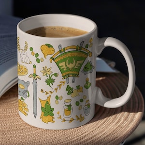 Hyrule Mug, Switch Gamer Coffee Mug, Cute Kawaii Coffee Mug, Cute Anime Gift for Her, Hand drawn Anime Mug, Gift for Mom