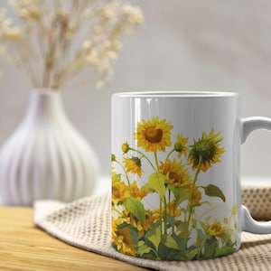 Sunflower Mug, Cute SunFlower Coffee Mug, Sunflower Coffee Mug, Cute Flower Gift for Her, Flower Gift for Mom, Cute Gift For Mother&#39;s Day