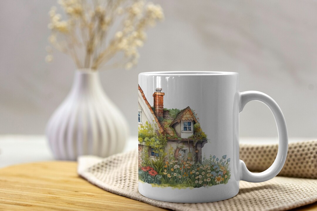 Cute Cottage Coffee Mug Gift, Cottagecore House Mug, Cute Garden Lover ...