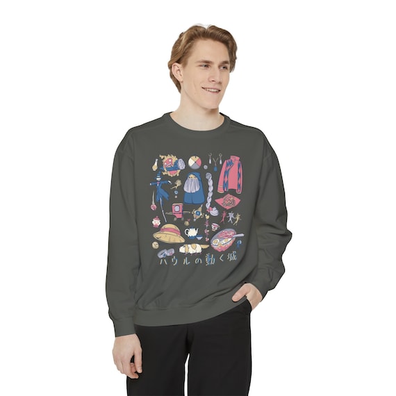 Unisex Comfort Colors Sweatshirt, Ghibli Sweater for Girlfriend, Howls Moving Castle Sweatshirt, Gift for Anime Lover, Anime Sweater for Her