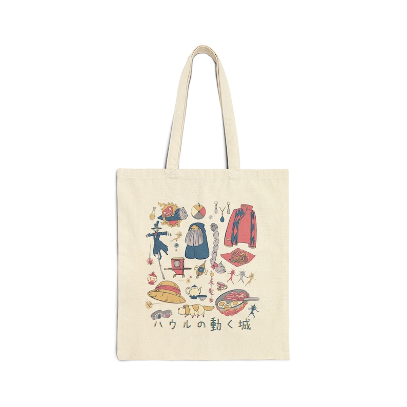 Sac fourre-tout anime mignon, sac de voyage en toile anime, sac fourre-tout le château émouvant, fourre-tout du marché fermier Anime, mignon fourre-tout pour cadeau, mignon sac de voyage Otaku image 4