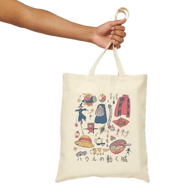 Sac fourre-tout anime mignon, sac de voyage en toile anime, sac fourre-tout le château émouvant, fourre-tout du marché fermier Anime, mignon fourre-tout pour cadeau, mignon sac de voyage Otaku image 3