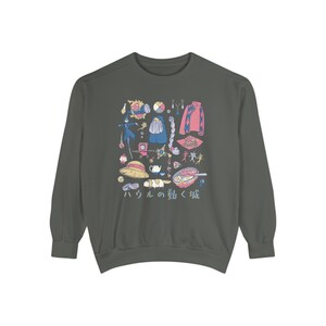 Unisex Comfort Colors Sweatshirt, Ghibli Sweater for Girlfriend, Howls Moving Castle Sweatshirt, Gift for Anime Lover, Anime Sweater for Her image 3