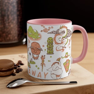 Kawaii Ghibli Mug, Cute Anime Coffee Mug, Pink Spirited Away Mug, Cute Anime Gift for Girlfriend, Gift for Japan Lover, Kawaii Gift