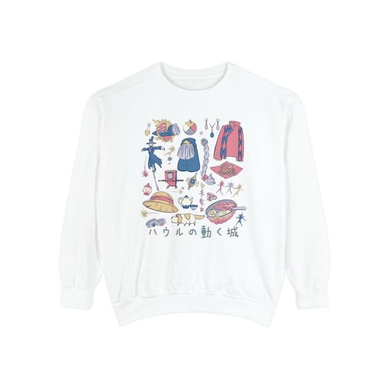 Unisex Comfort Colors Sweatshirt, Ghibli Sweater for Girlfriend, Howls Moving Castle Sweatshirt, Gift for Anime Lover, Anime Sweater for Her image 4