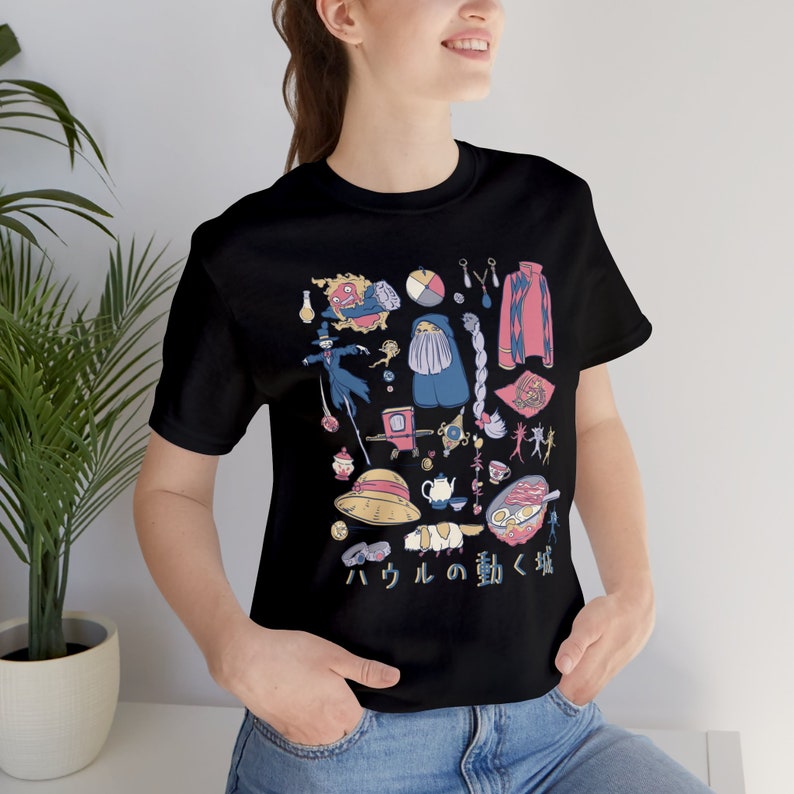 Howls Castle Tee, Anime Tee for Girlfriend, Ghibli Shirt, Kawaii Anime Shirt, Gift for Ghibli Lover, Anime Oversized Shirt for Her image 2