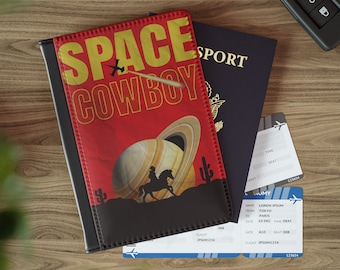 Cubierta de pasaporte Space Cowboy, titular de pasaporte de viaje, billetera RFID, cubierta de pasaporte anime, lindos accesorios de viaje
