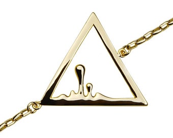 Gold plated Triangle Accent Brass Bracelet - Elegant Minimalist Jewelry for Every Style, Charm Artisan Thin bracelet